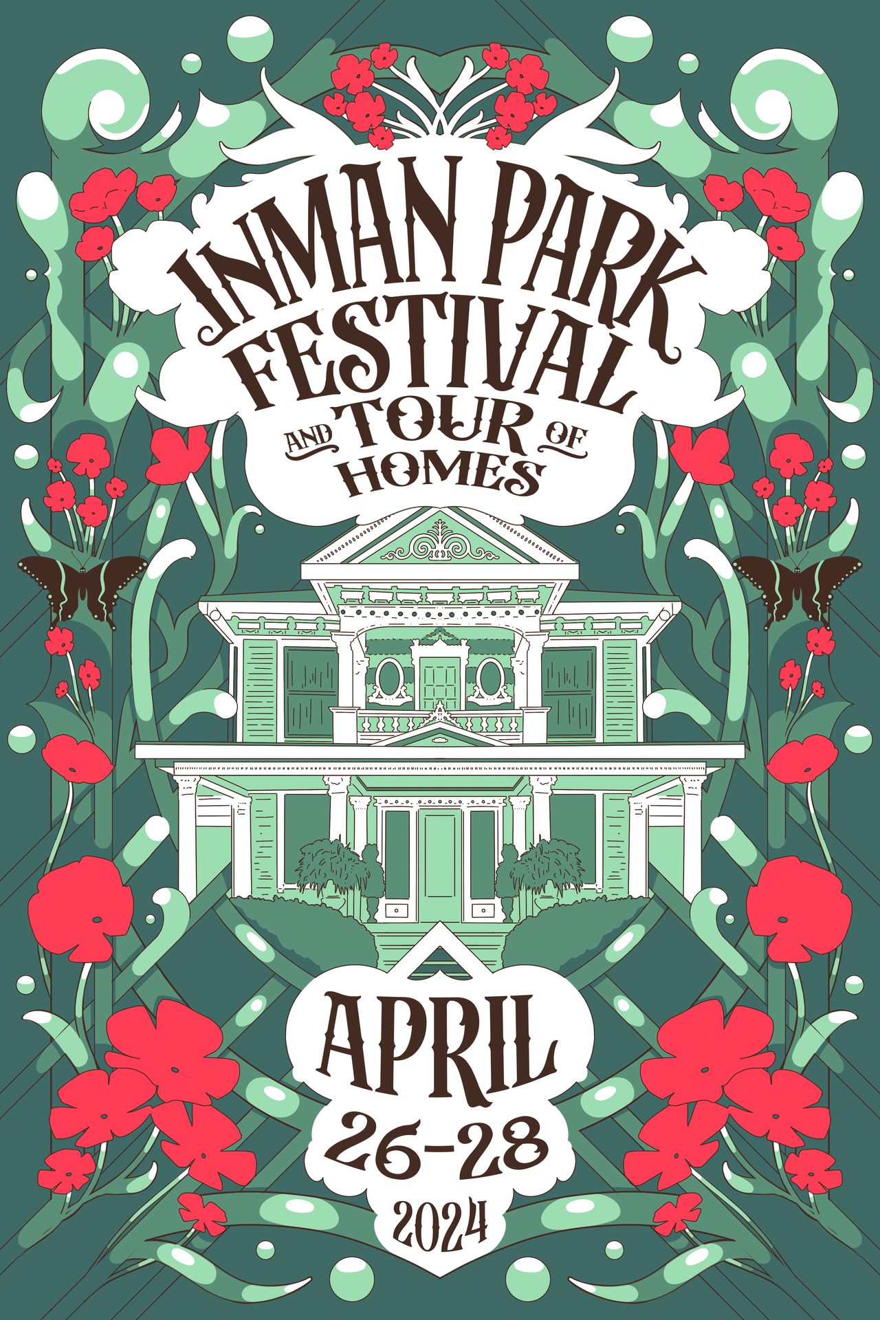 Inman Park Neighborhood Association Festival Poster 2024, alternate colorway