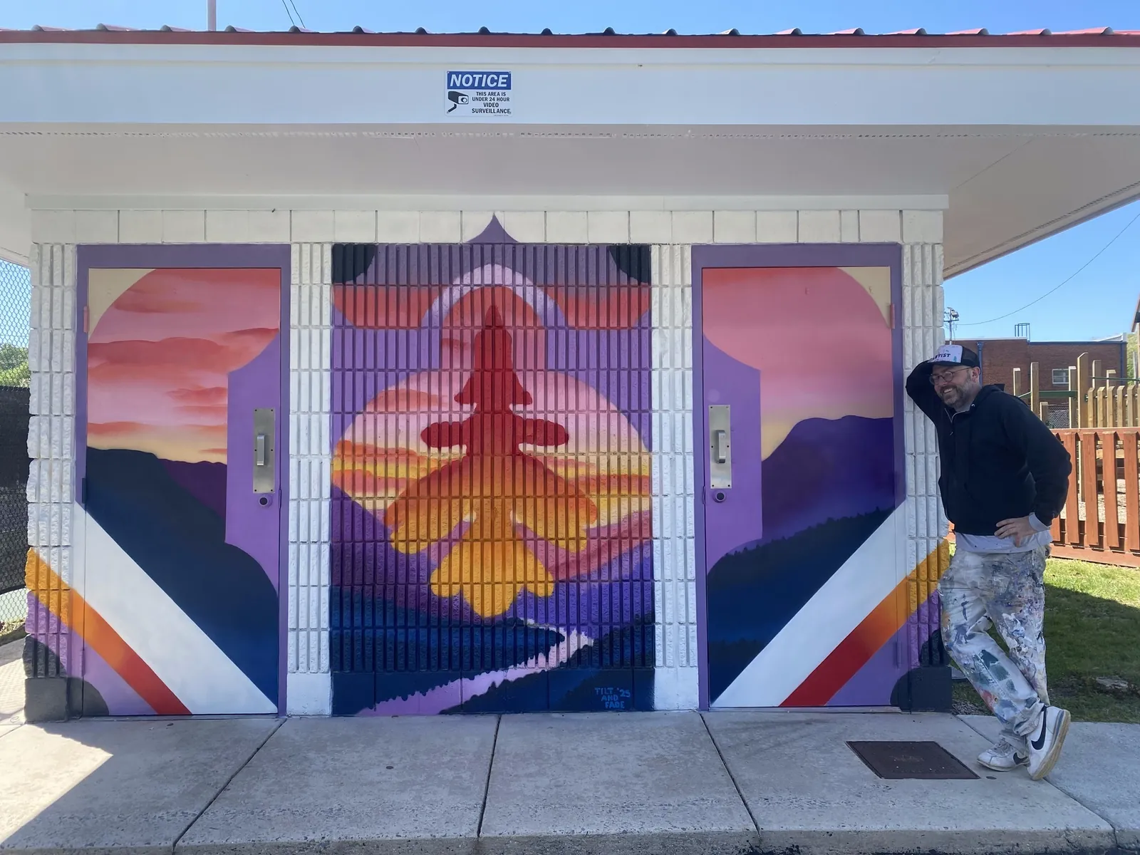 Appalachian Sunsets — four-wall aerosol mural installation by Adam Stephenson in Red Bank, Tennessee (2024)