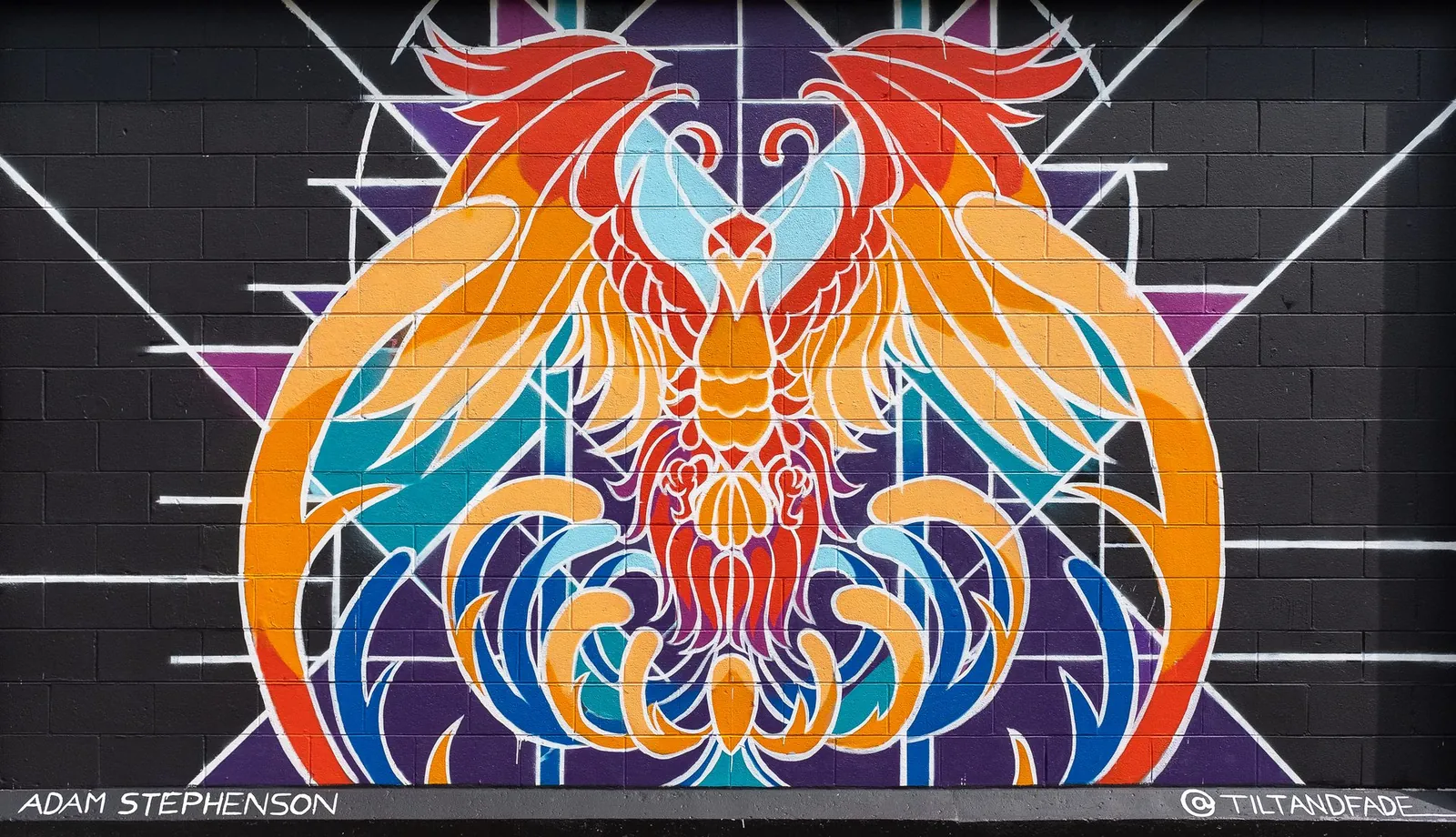 From the Ashes — phoenix mural by Adam Stephenson at Burnin' Bridges Mural Festival, Chattanooga, Tennessee (2020)