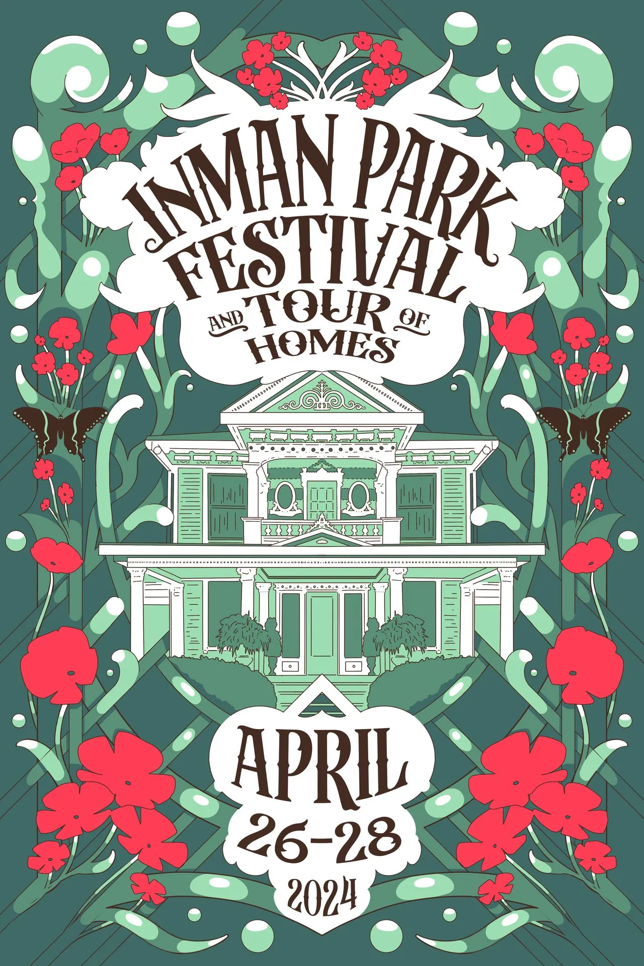 Inman Park Neighborhood Association Festival Poster 2024, alternate colorway